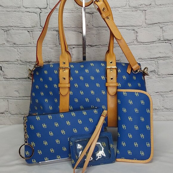 DOONEY & BOURKE SIGNATURE BLUE DOMED SATCHEL/CROSSBODY BAG 5-PIECE COMPLETE SET - Picture 13 of 14